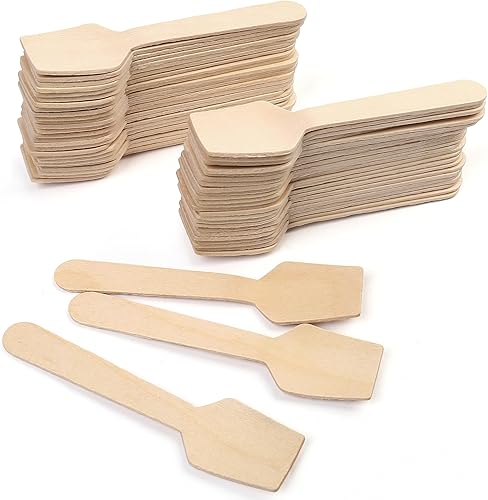 Miniatura 10 de LotFancy Mini cucharas de madera, paquete de 100 unidades, 4 pulgadas de largo, cucharas de muestreo desechables para degustación, biodegradables,
