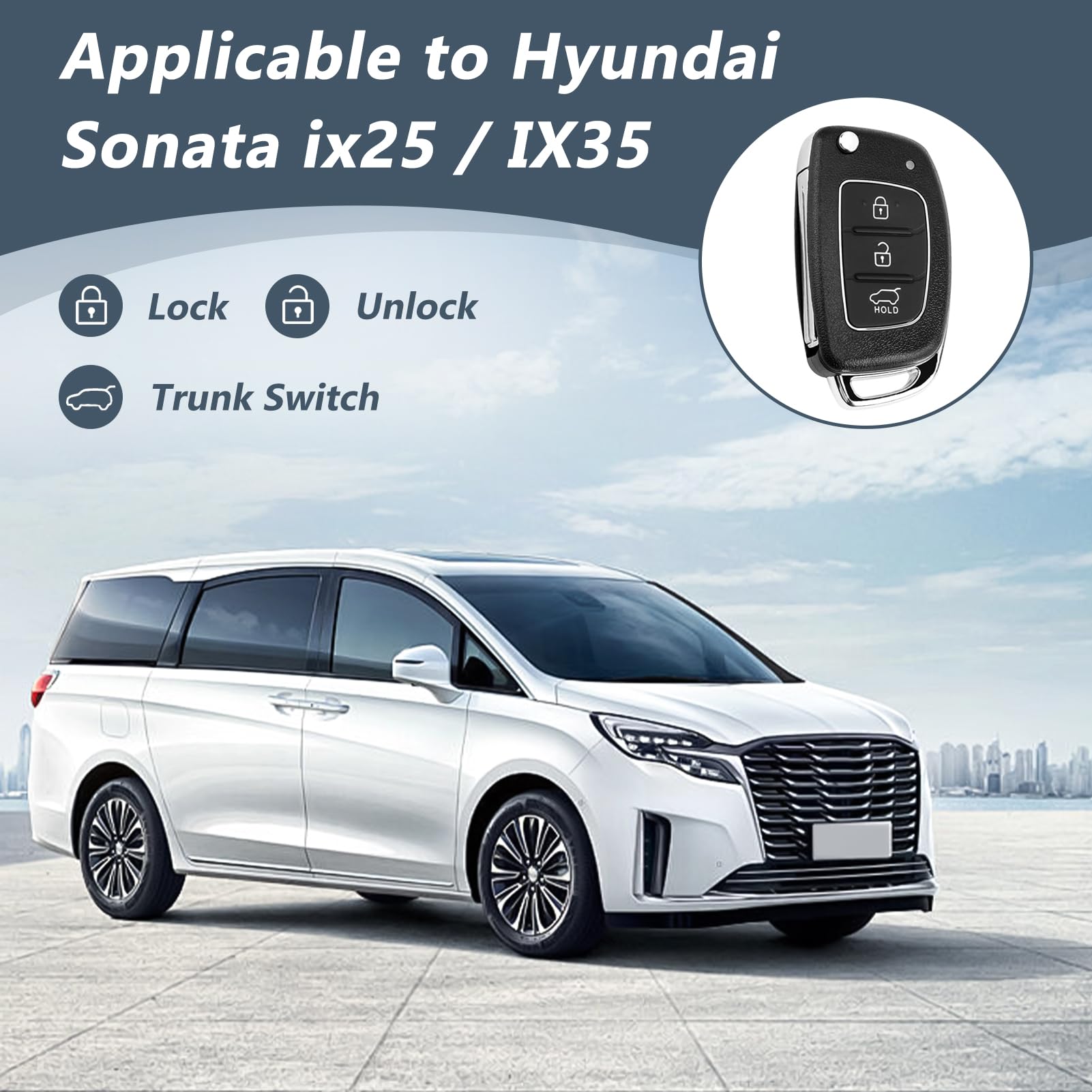 Schlüssel Gehäuse 3-Tasten Hyundai Smartkey I20 Ix35 Santa Fe