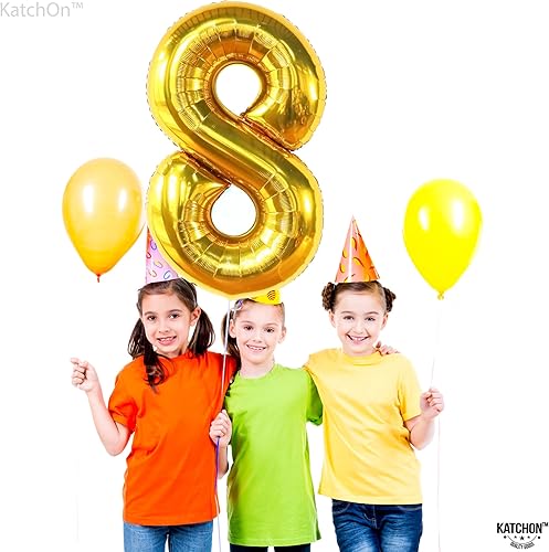 Miniatura 8 de KatchOn, Globo dorado gigante del número 8 de 40 pulgadas, globo dorado del número 8 para decoraciones de cumpleaños de 8 años para niñas,
