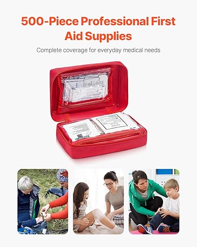 Miniatura 2 de VEVOR Kit de primeros auxilios, 500 piezas, bolsa de primeros auxilios de nailon 600D, suministros médicos de emergencia, para el hogar, automóvil,