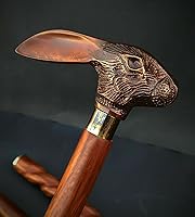 Vista 1 de Bastón de madera vintage con mango estilo conejo, regalo hecho a mano