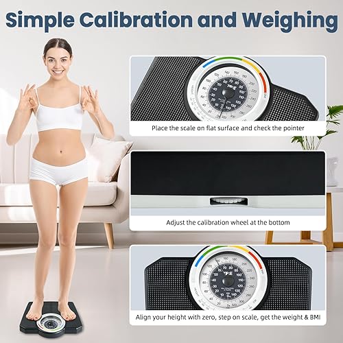 Miniatura 4 de Báscula analógica para peso corporal, báscula de baño mecánica, báscula analógica para peso corporal, 330.7 lbs330 libras, escala de esfera con