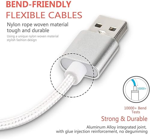 Miniatura 3 de Cable de carga micro USB Android de 10 pies, paquete de 2 cables de carga rápida para teléfonos Samsung Galaxy S5/S6/S7 Edge, J3/J7 Prime Crown,