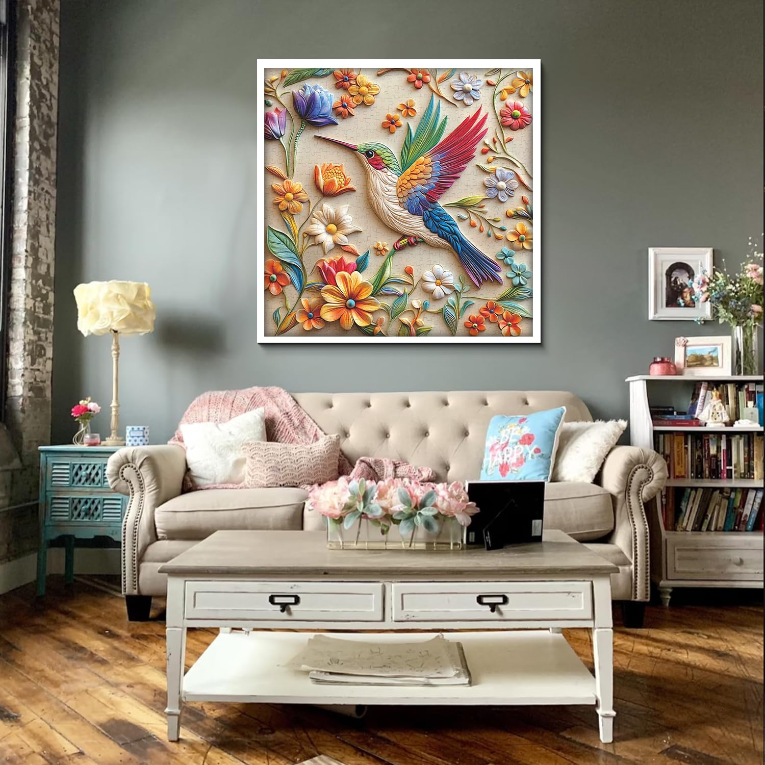 PPuzzling Hummingbird Puzzle for Adults 1000 Pieces, Spring Bird Animal Flower Art Puzzle, Nature Bird Floral Garden Jigsaw Puzzle, Hard Challenging Puzzles for Adults - Image 6
