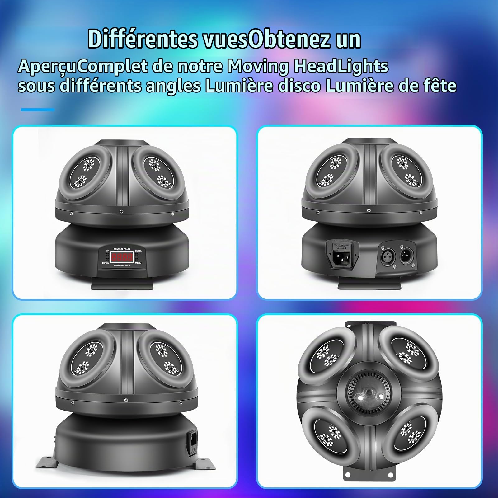Lumière de discothèque, T100, Moving Head,Lumière LED RGB DJ Projecteur Contrôlé par la musique Lumières de discothèque, Projecteur d'effets DMX,Pour KTV Réunion de famille Mariage