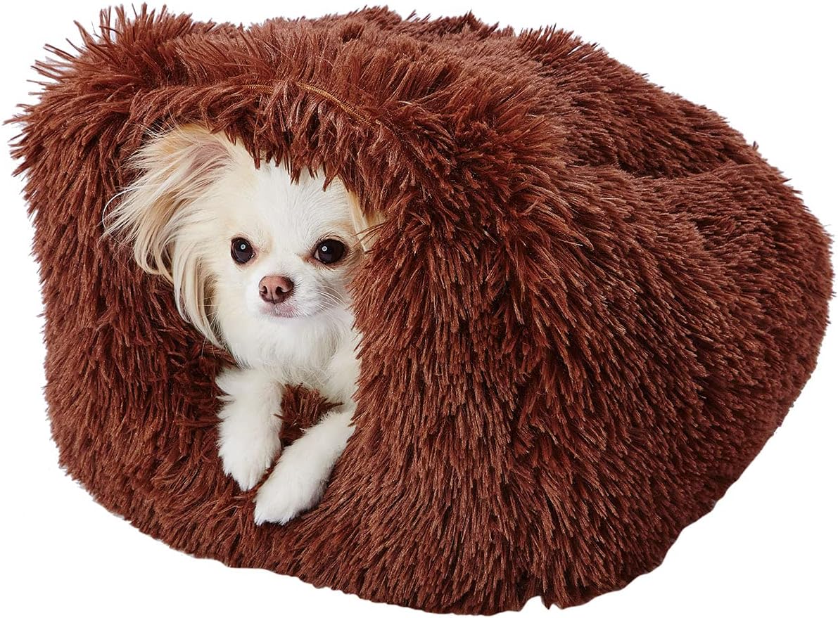 Cama Redonda para Perros y Gatos Pequeña de Felpa