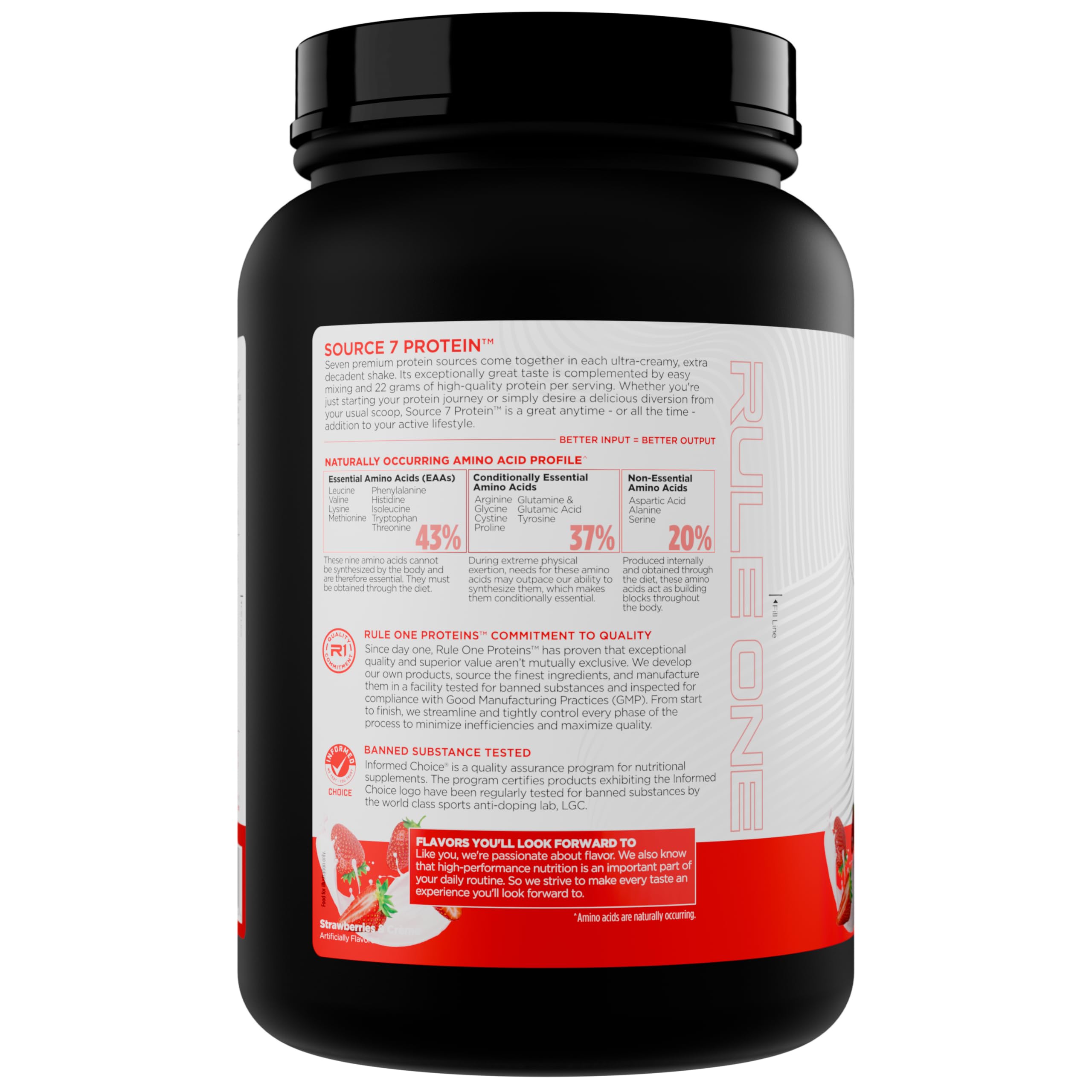 Rule 1 Proteins Source 7 Protein, Strawberries & Cream, 21 Servings — Amazon image 3