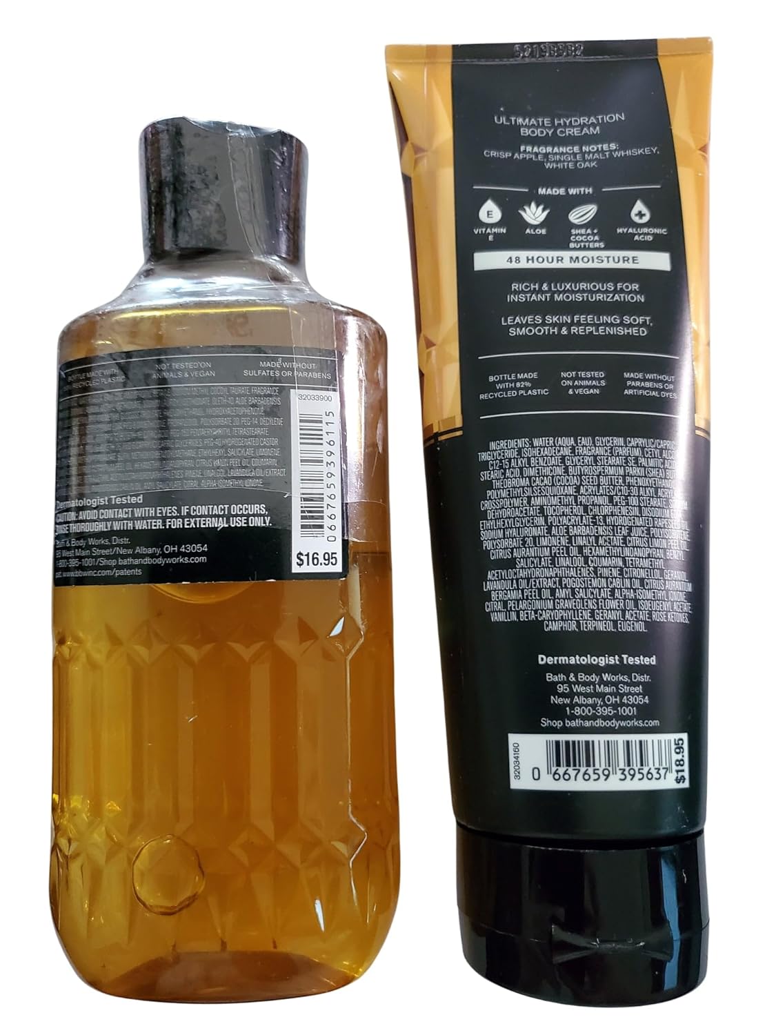 Bath & Body Works Men's Whiskey Reserve 3-in-1 Hair, Face & Body Wash and Body Cream 2 Piece Set