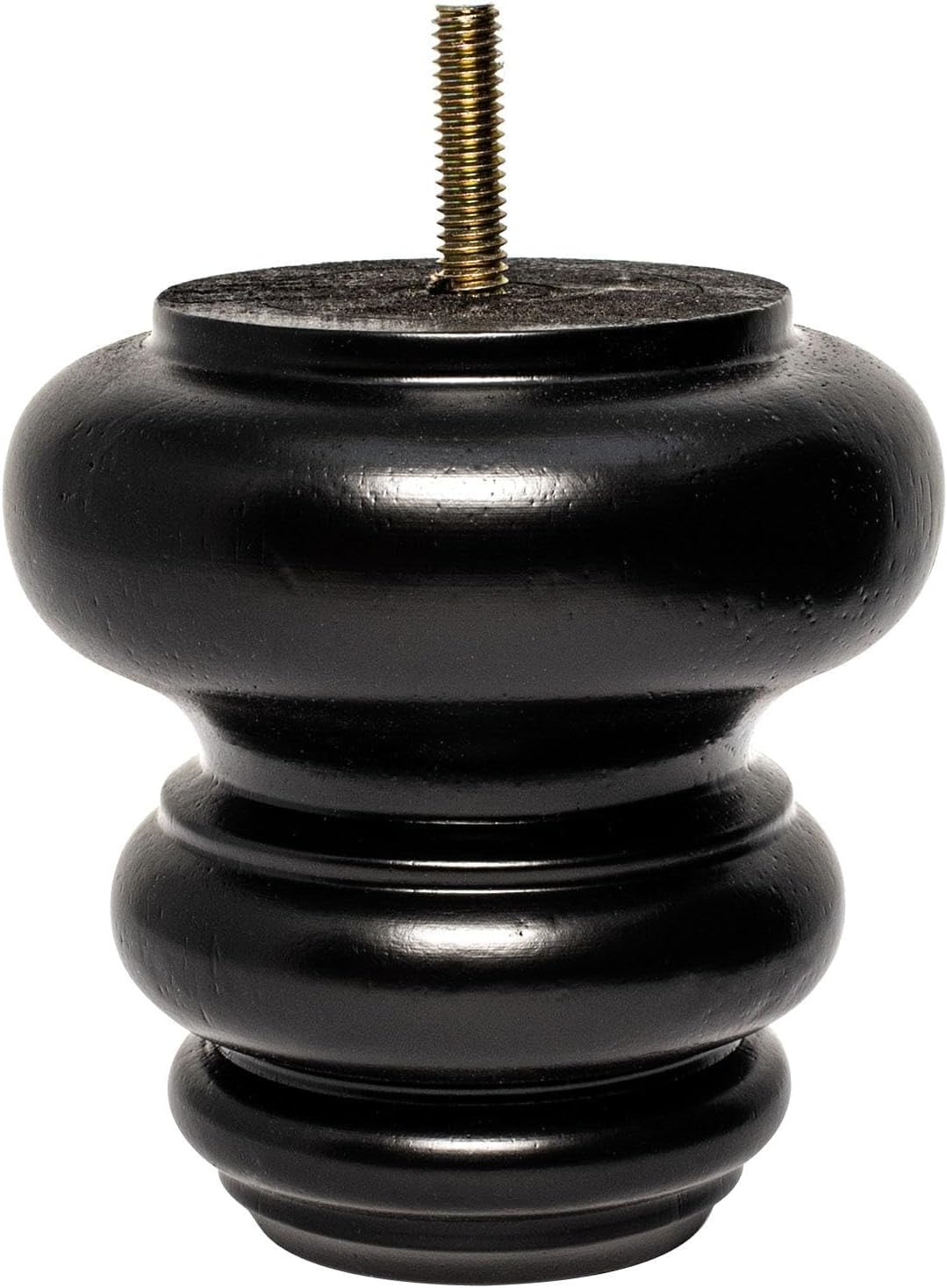 OUTWATER 4 in. H x 4 in. Dia Stained Espresso Solid Hardwood Bun Foot Leg for Furniture 4 Pack with 4 Free Insert Nuts and Drill Bit