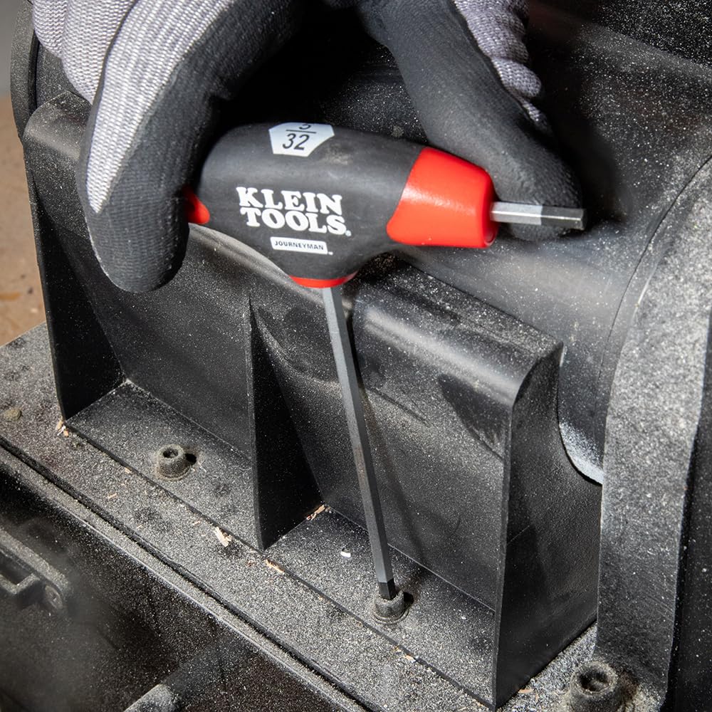 KLEIN TOOLS JTH410E Zestaw kluczy sześciokątnych z uchwytem T, SAE w rozmiarze calowym zestaw kluczy imbusowych z 4-calowymi ostrzami, stojak w zestawie, 10-częściowy