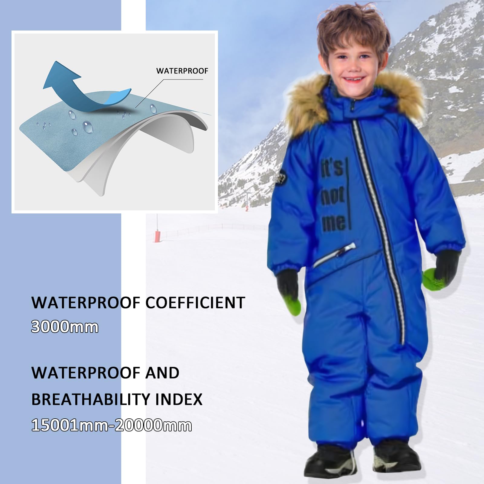 Kinder Skianzug Jungen Schneeanzug Mädchen Winddicht Wasserdicht Snowsuit mit Kapuze Outfit Skifahren