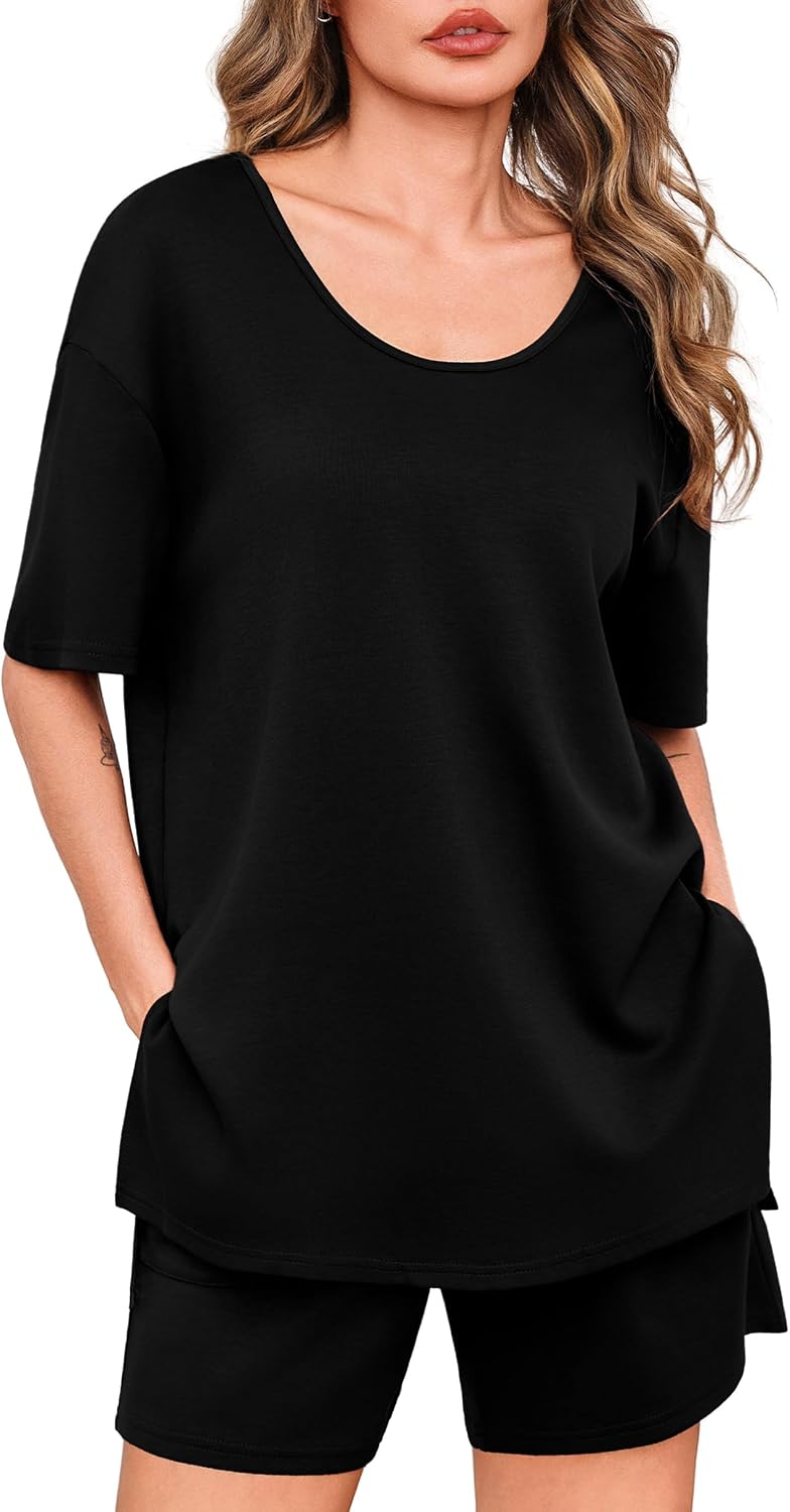 Totatuit Women Short Sets 2 Piece Lounge Set Summer Oversized Shirts Bottom 2026 Matching Travel Outfit Clothes