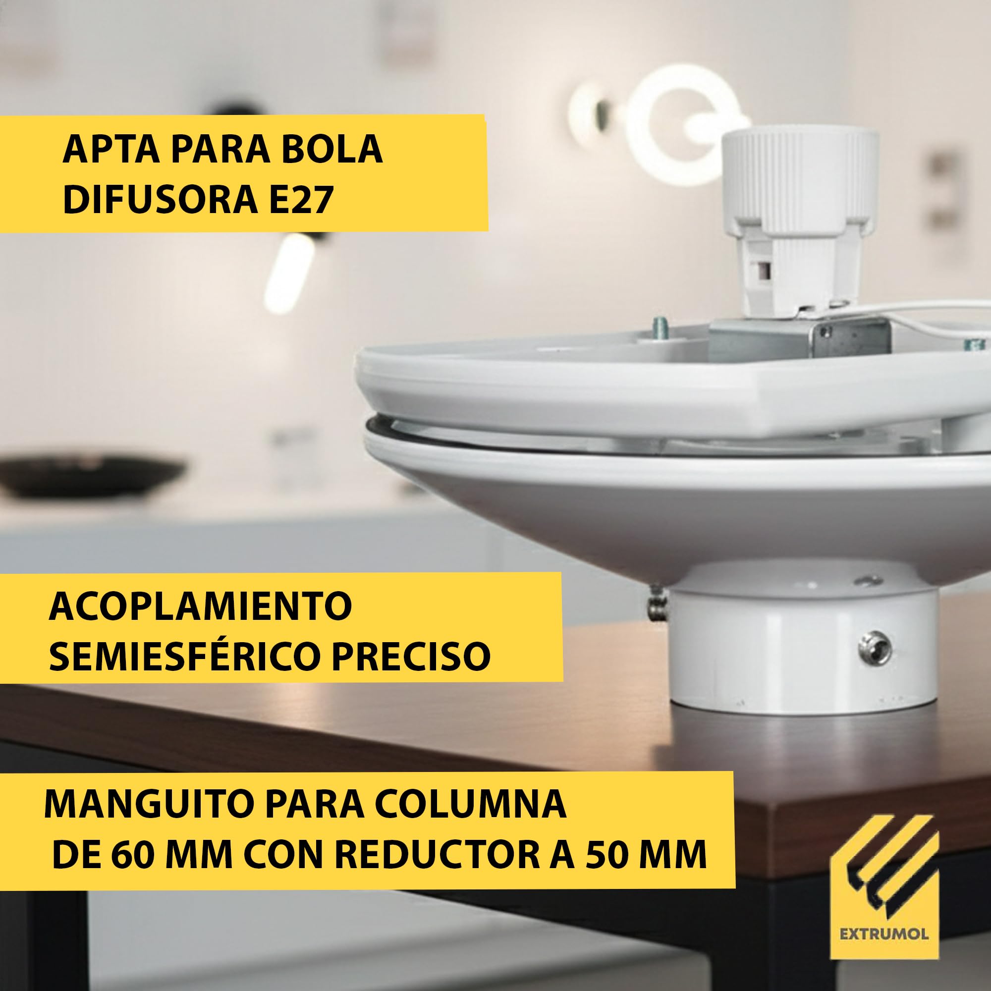 Base gris de policarbonato para bola E27