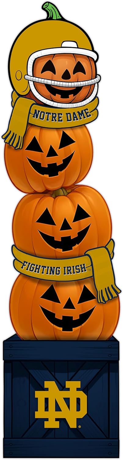 Fan Creations NCAA Notre Dame Fighting Irish 46-Inch Pumpkin Stacked Leaner with Helmet
