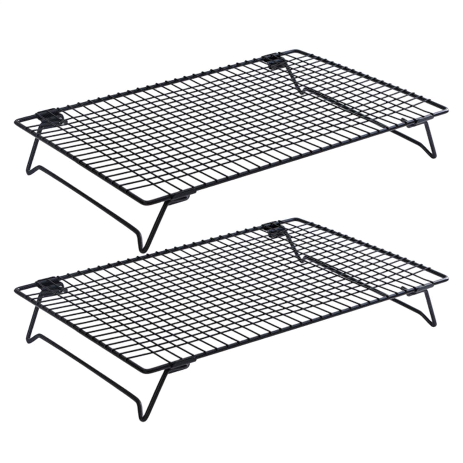 Cookie Cooling Rack Set, 34x24x5.7cm, Black Wire Stand Baking, Stackable Rectangle Cooling Rack, 2 Pieces, Perfect for Cookies, Cakes, and Pastry Refrigerate