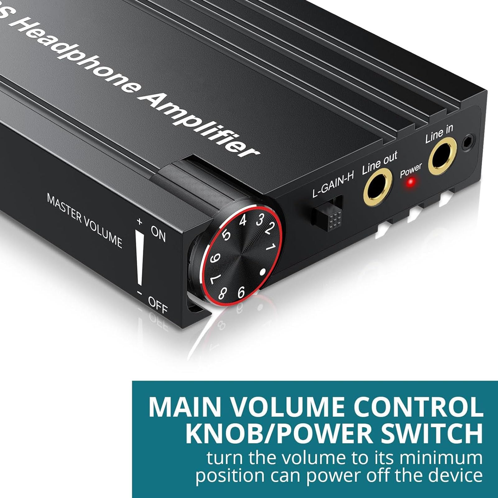 Fabater Amplificatore per Cuffie, Amplificatore HiFi Portatile in Alluminio da 16-300 Ohm, Jack da 3,5Mm USB Ricaricabile, Interruttori GAIN a Due Stadi, Controllo Potenziamento Bassi