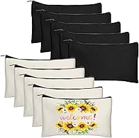 Vista 15 de Legigo Bolsa de Lona en Blanco con Cremallera Estuche Bolsas de Maquillaje a Granel - Estuche de Lona Multiusos para Lápices con Cremallera