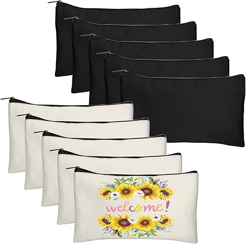 Miniatura 15 de Legigo Bolsa de Lona en Blanco con Cremallera Estuche Bolsas de Maquillaje a Granel - Estuche de Lona Multiusos para Lápices con Cremallera