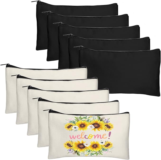 Blank Canvas Bag Zipper Pouch Makeup Bags (8.3 x 5 inches)