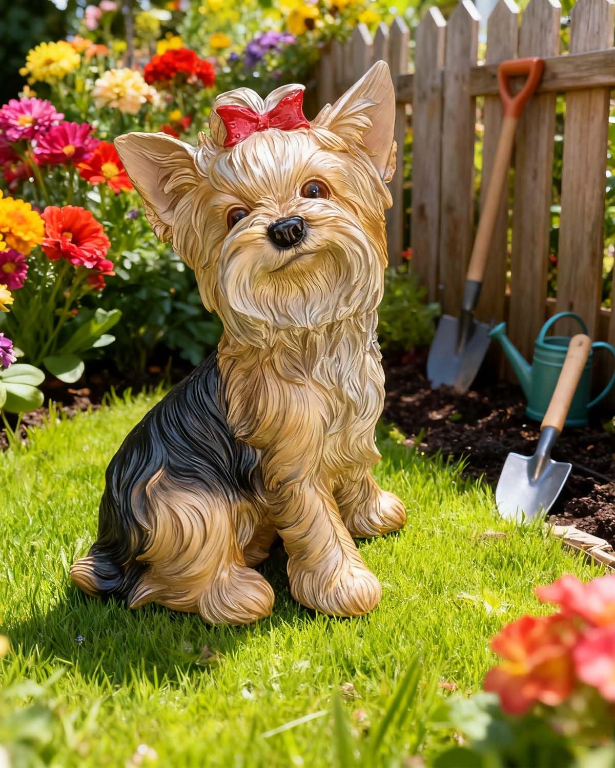 Amazon.co.jp: ZHEHUA 手描き 樹脂製 座ったヨークシャーテリア像