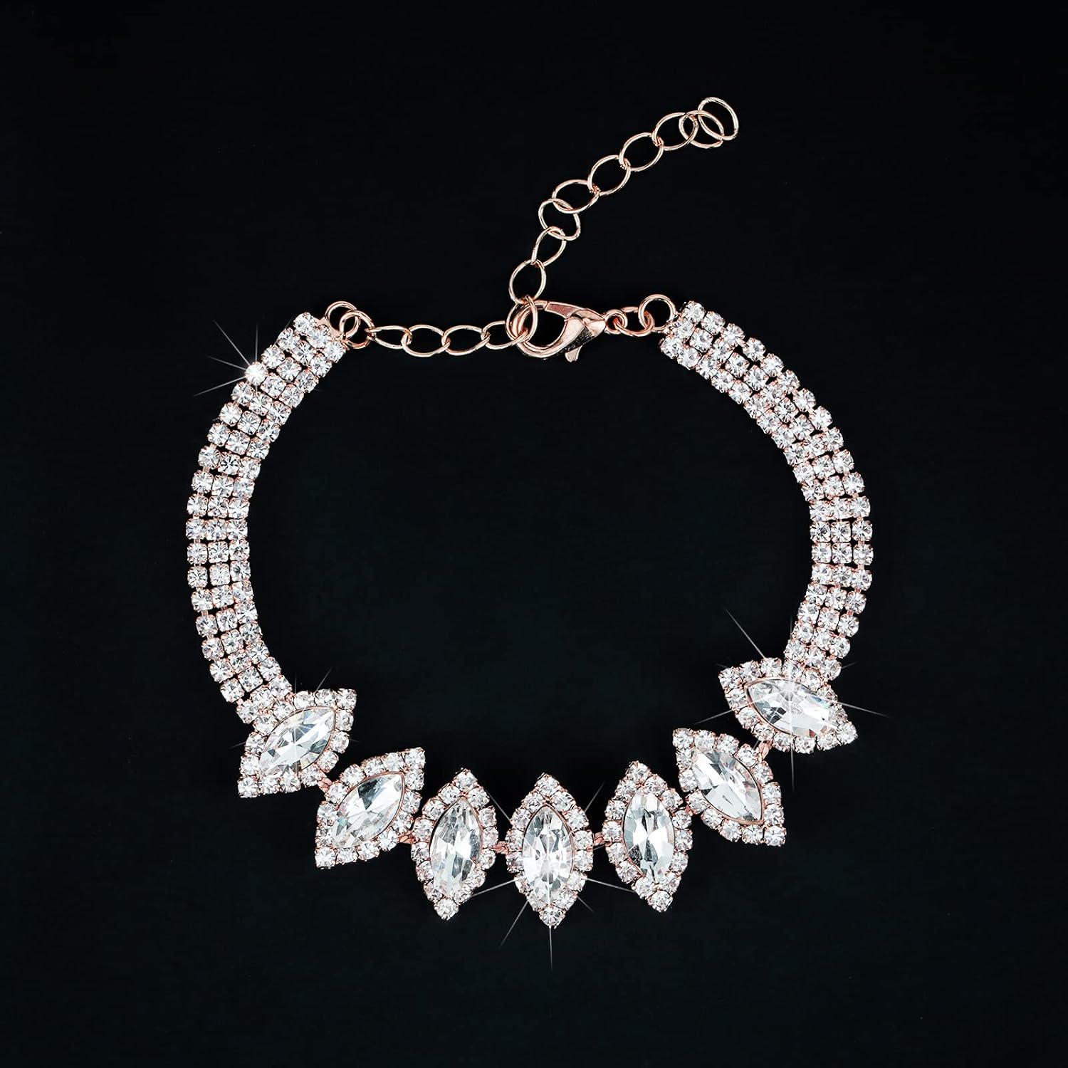 CIEHER 4/5 Pieces Women Jewelry Set - Rhinestone Crown + Drop Necklace + Elegant Bangle Bracelet + Crystal Teardrop Dangle Earrings for Bridal Wedding Party - Image 4