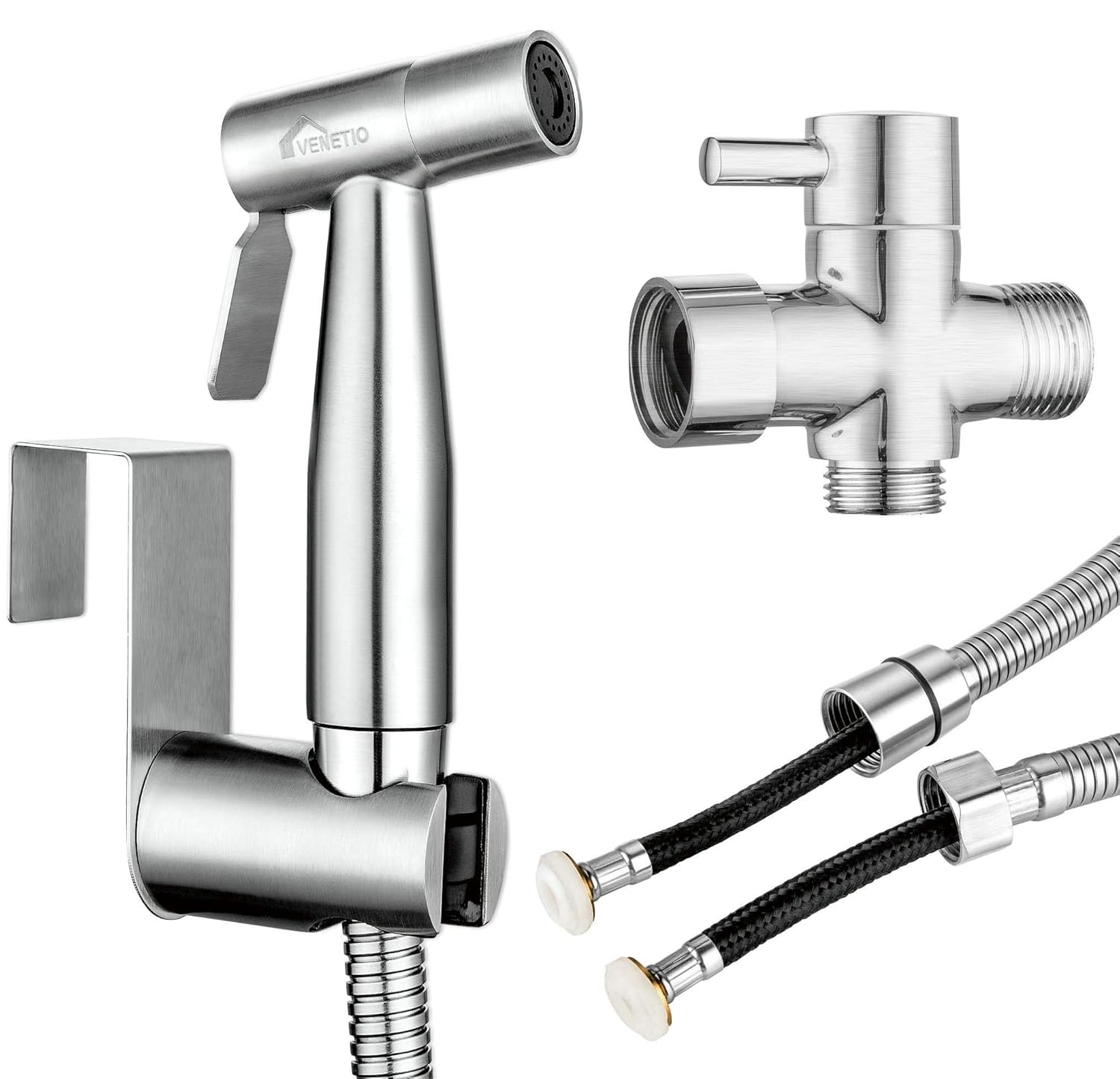 VENETIO Handheld Bidet Sprayer for Toilet Seat with Anti-leaking Hose Toilet or Wall Mounted Multi-function for Baby Cloth