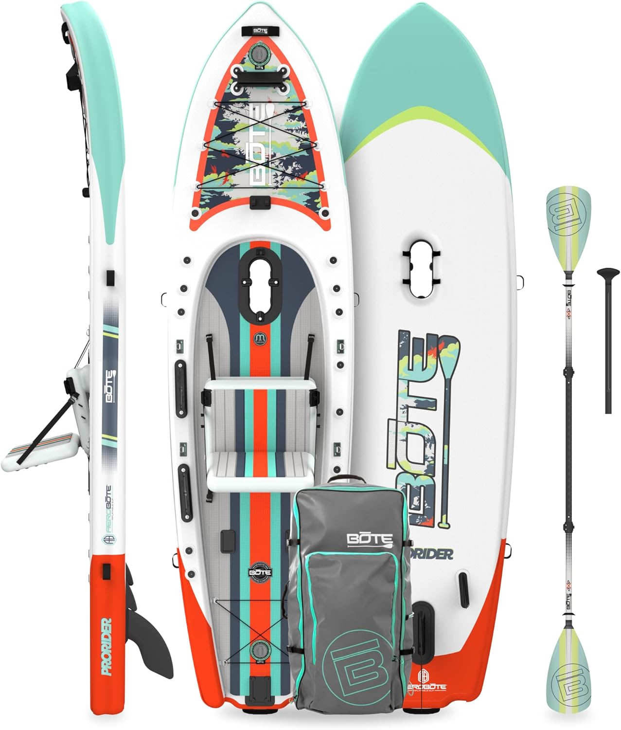 BOTE ProRider Aero 12’6” Inflatable Fishing SUP/Kayak Hybrid for Pro Anglers – Pedal Drive Ready, AeroBOTE Construction, Advanced Rigging System, Tournament-Grade Stability, Portable Travel Platform