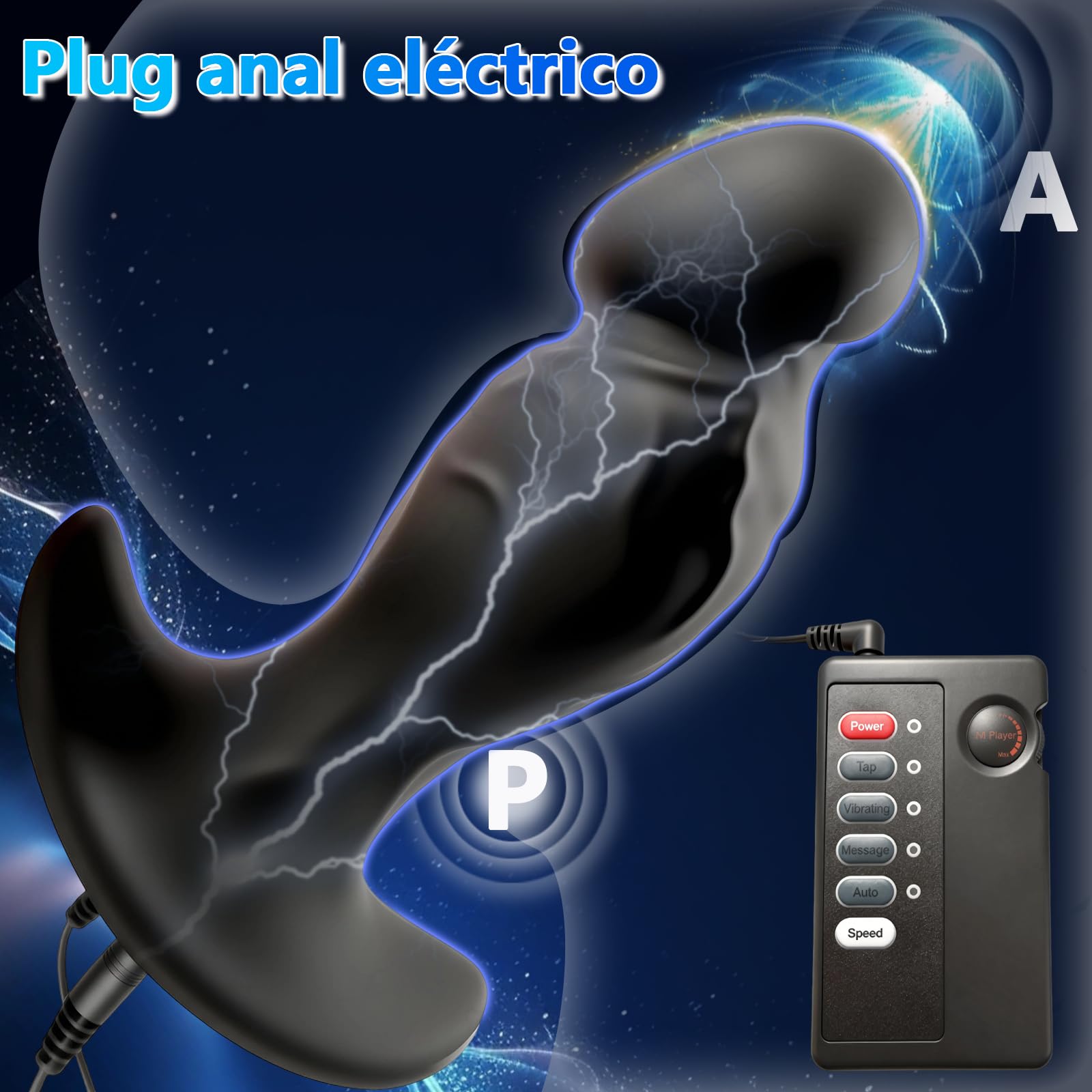 Electroshock Plug Anal Estimulador de Próstata Hombre Dilatador Anal Electroestimulación Butt Plug Silicona Estimulación Eléctrica Anillos de Pene con Anfitrión Mujeres Punto G Masajeador Bdsms