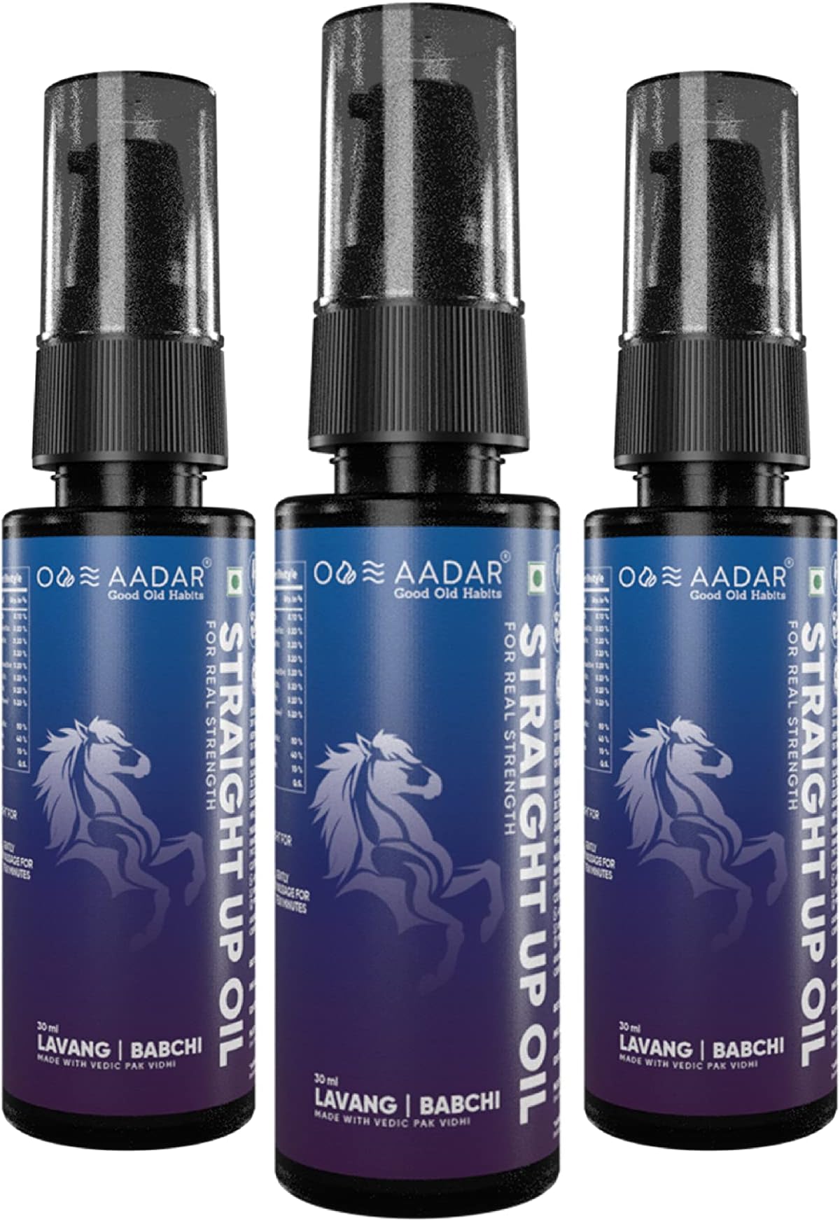 STRAIGHT UP Oil | Modern Ayurvedic Solution with 10 herbs for Daily wellness, Real strength and energy | Enriched with Lavang & Babchi (30 ml) (pack of 3)