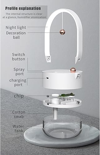Miniatura 5 de Humidificador 350ML Humidificador USB Humidificadores recargables Inalámbrico Air Mist Maker Difusor portátil Humidificador (blanco)