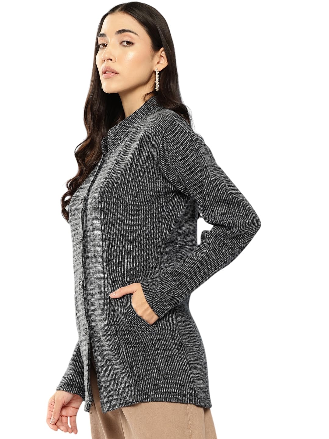 aarika Womens Casual Wear Black Colour Solid Woolen Cardigan-picture-17