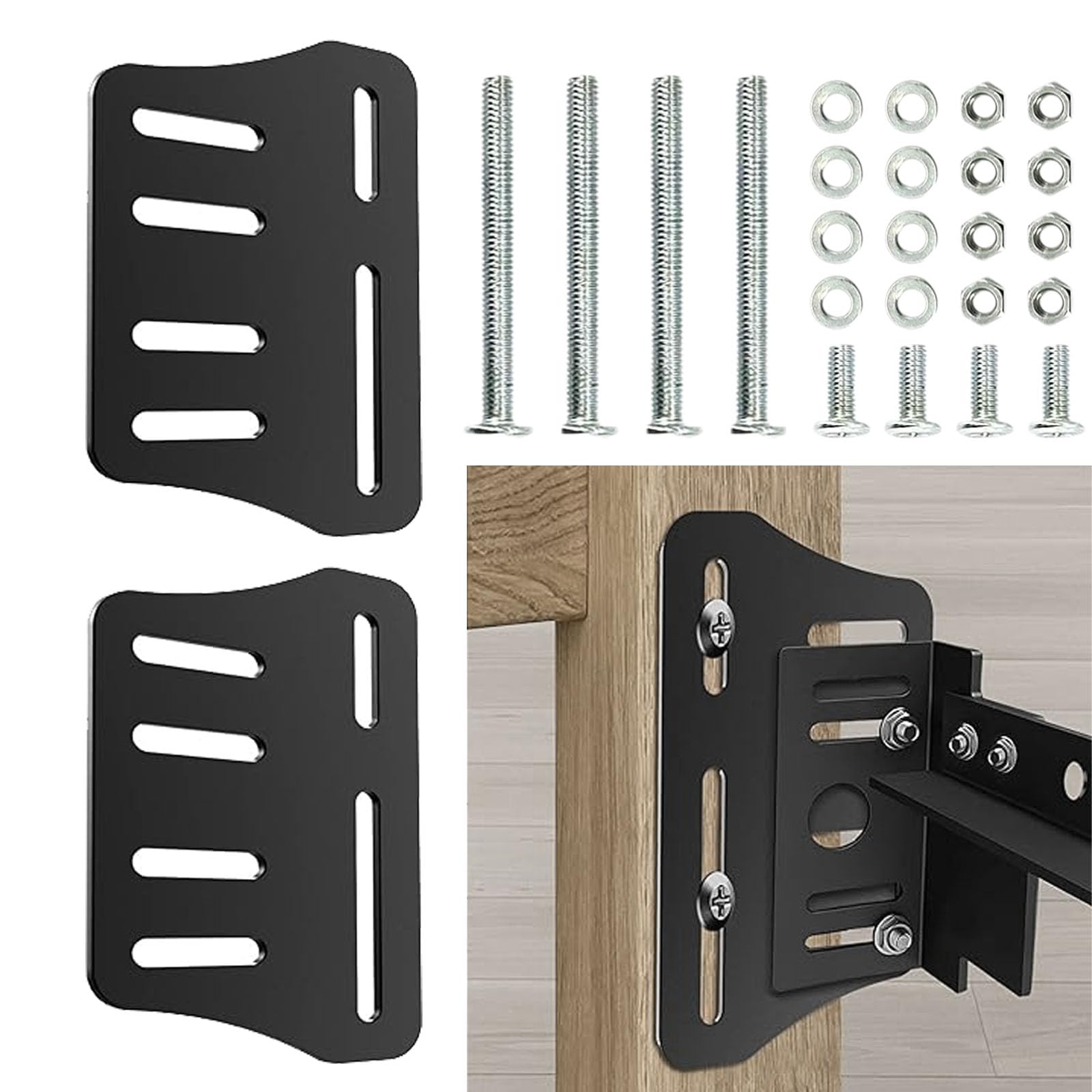 XINXBAI 2PCS Adjustable Bed Modification Plate Brackets,Heavy Duty Bed Frame Brackets Adapter/Connector for Headboard