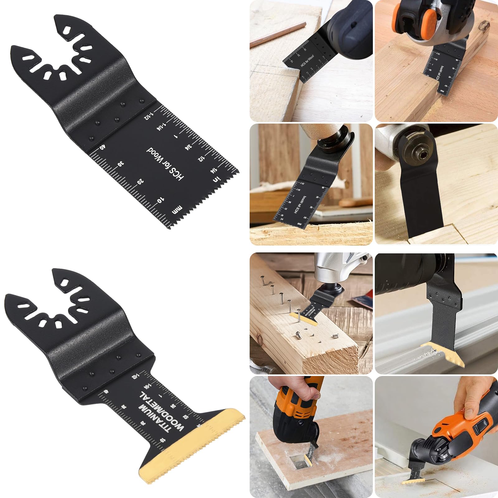 28tlg Multitool Sägeblätter inklusive 6 Titan Multitool Zubehör | Universal, Kompatibel mit Rockwell Milwaukee Makita, für Holz, Metall, Nägel und Hartes Material, Oszillierende Sägeblätter