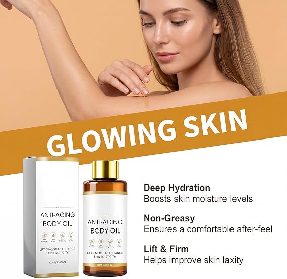Firming Body Oil, Deep Nourishment, Firm and Tightening Skin, Radiant, Recover Skin Elasticity, Lasting Hydration, Radiant, For Thighs Chest Neck Arms, 100Ml (3 pcs)