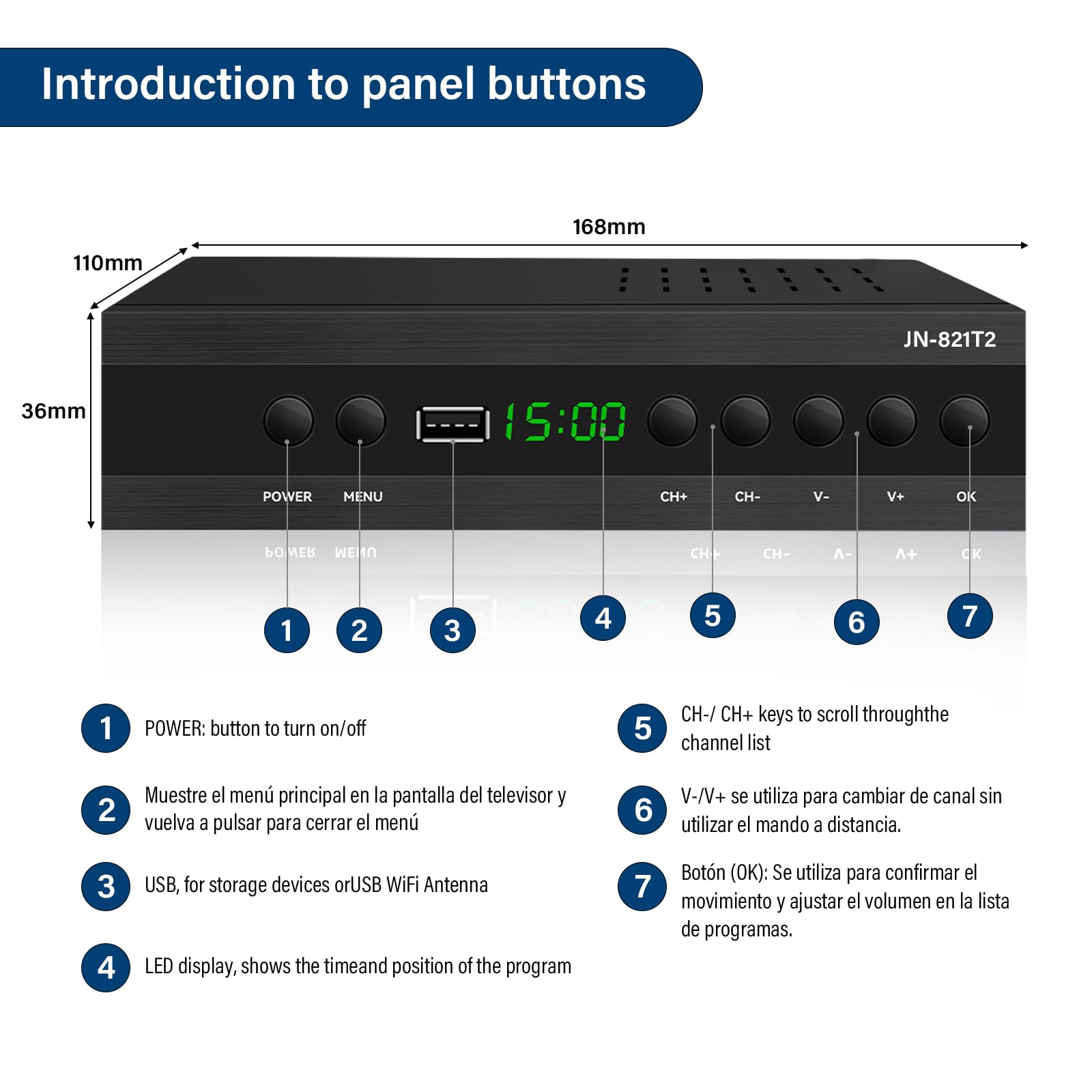 DVB-T2 H265 HEVC FTA, PVR, USB, HDMI, decoder digitale SCART TV, adattatore per guardare canali HD
