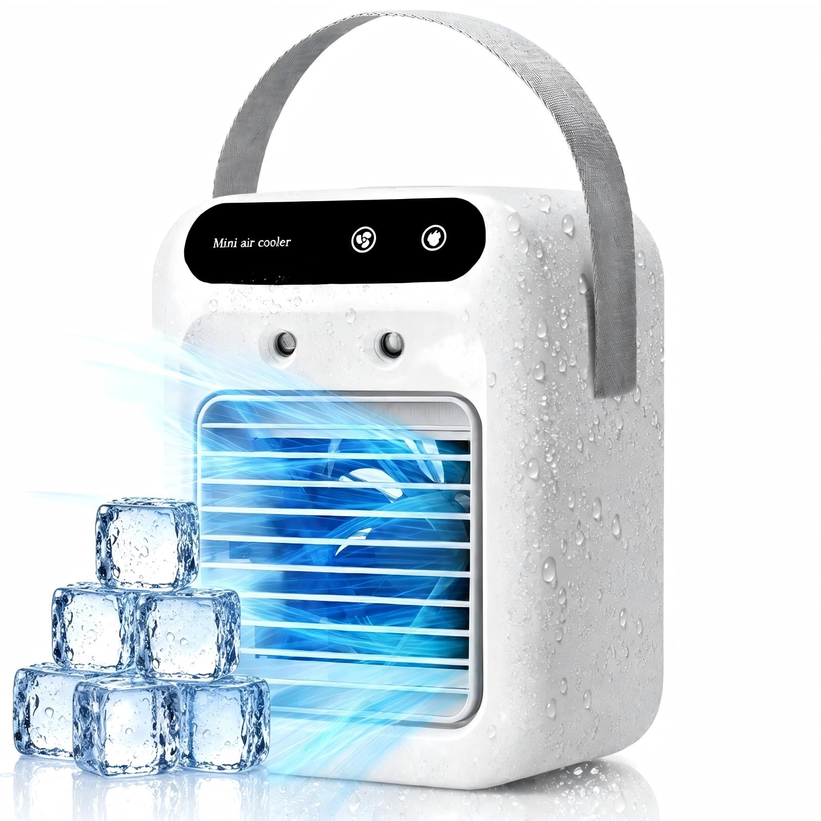 Mini Air Conditioning Unit, Portable Air Conditioner – 3-in-1 Evaporative Cooler & Rechargeable Misting Fan with Water Tank for Home Office Camping Outdoor