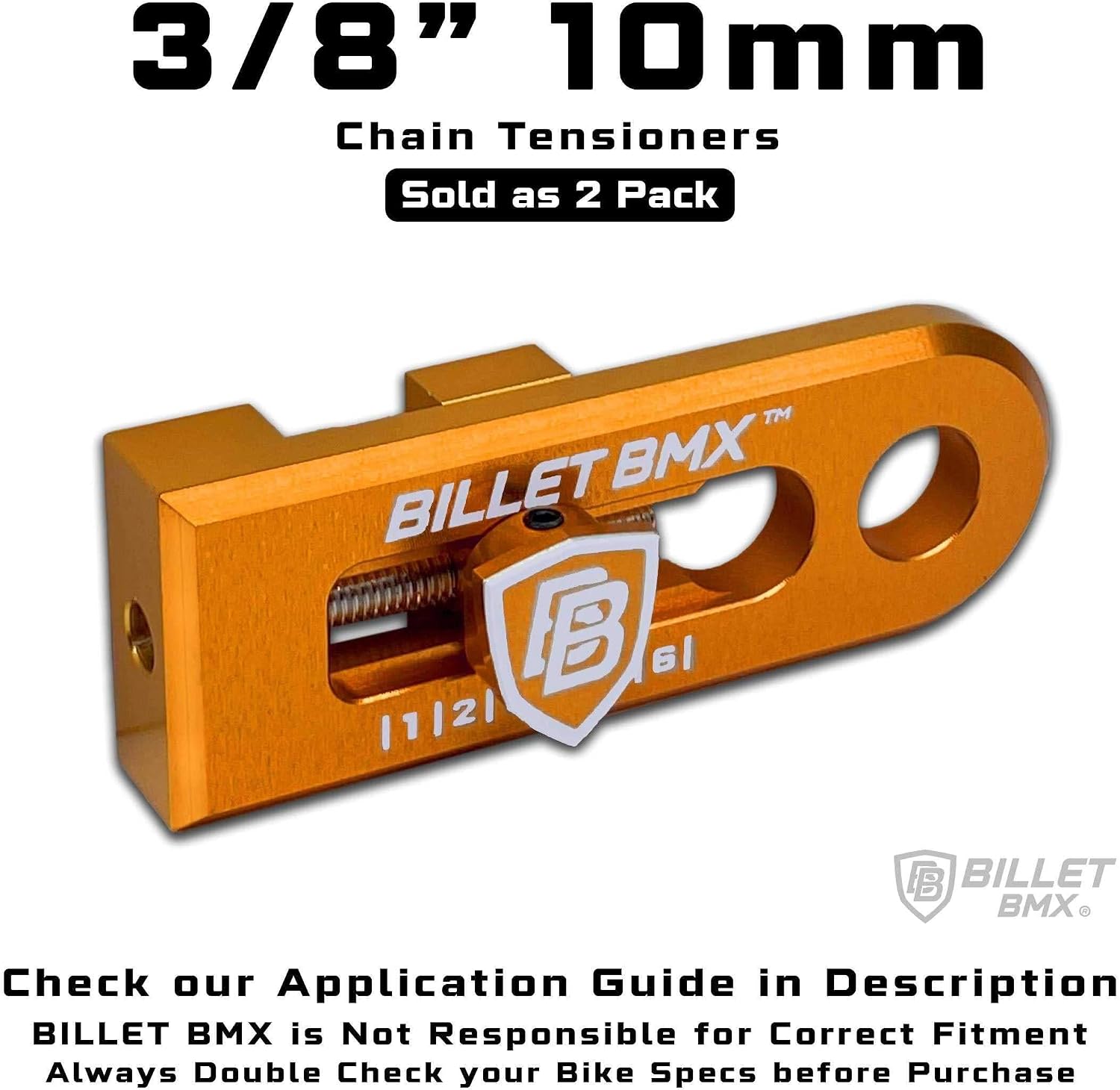 Chain TENSIONERS 3/8" 10mm AXLE Pair