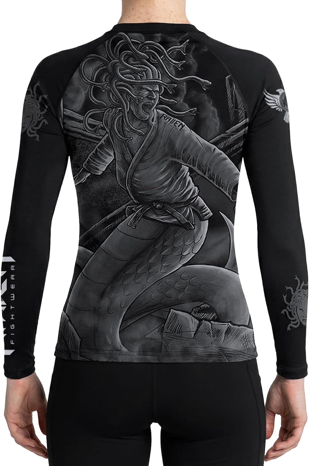 Raven Fightwear Women's Medusa Rash Guard MMA BJJ Black