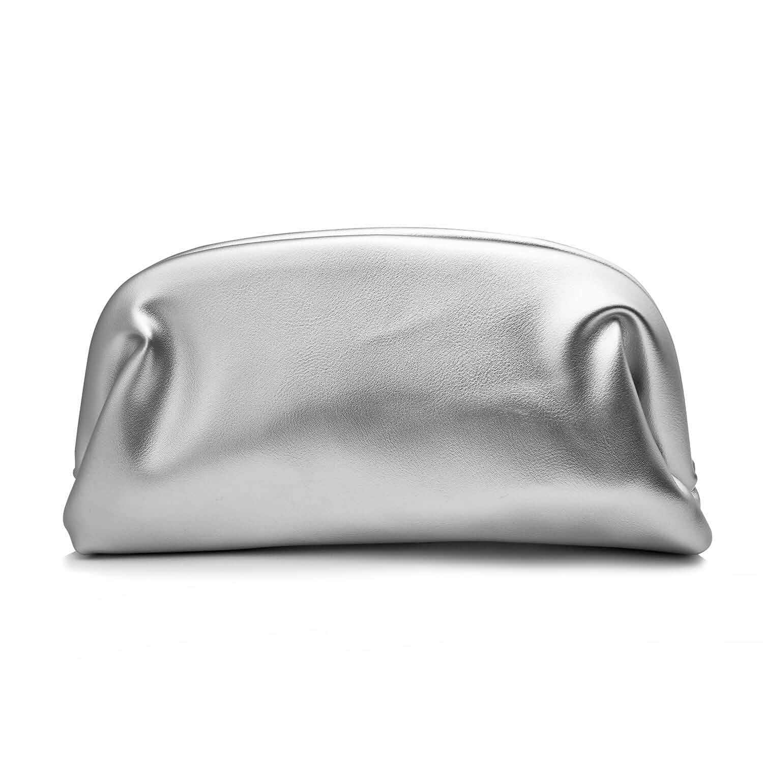 Wrinkle Cloud Formal Clutch Purse for Women with Metal Chain, Minimalist Solid Color Daily Shoulder Bag, Inner Snap Closure