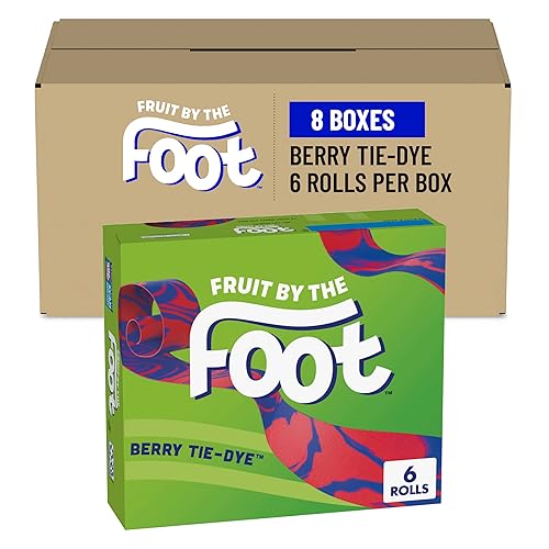 Fruit by the Foot Snacks con sabor a frutas, teñido anudado de bayas, 4.5 onzas, 6 unidades (paquete de 8)