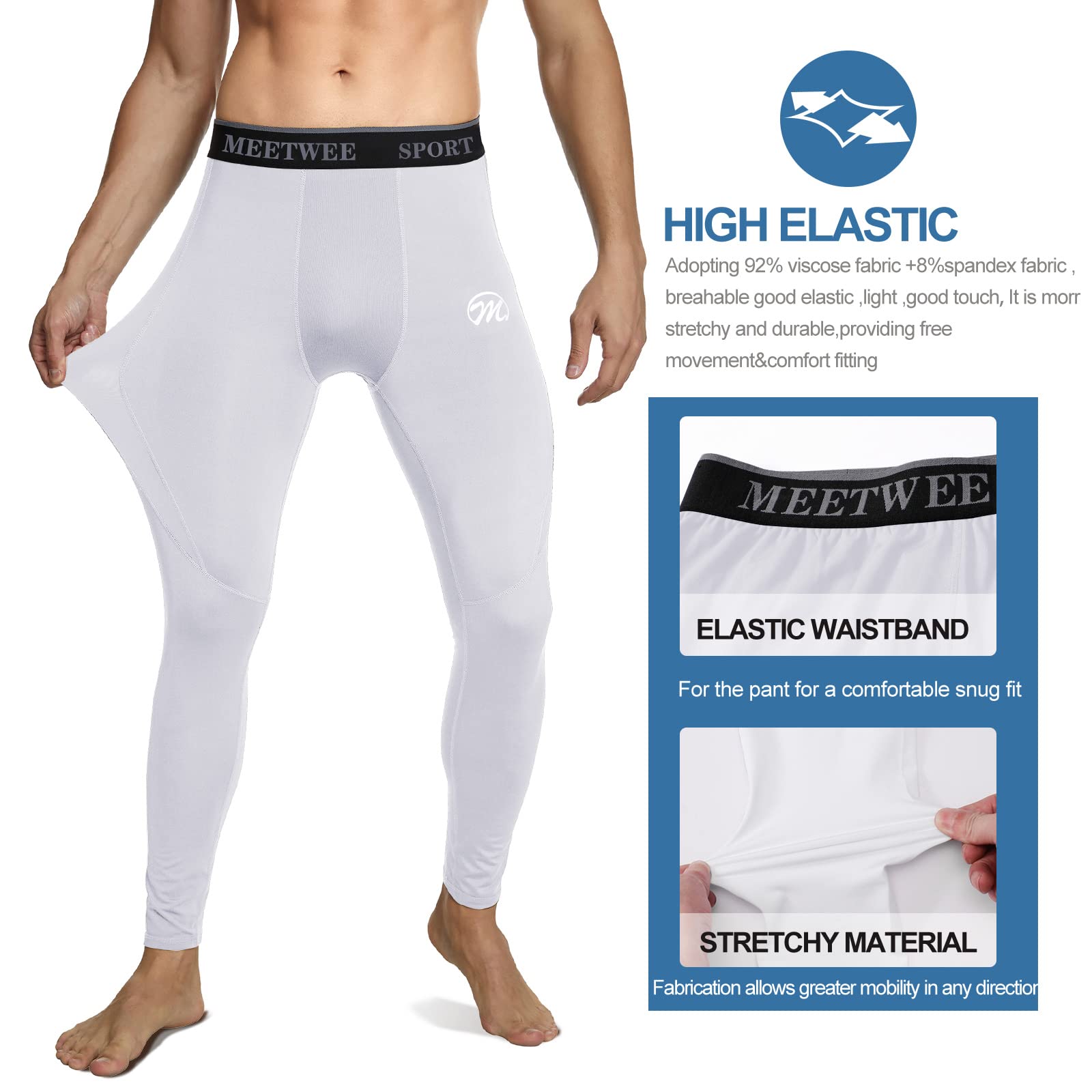 MEETWEE Men's Compression Sports Leggings Uomo