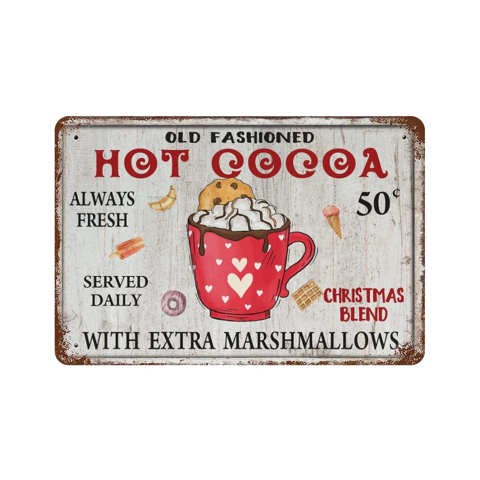 Pancarte de Noël Christmas Hot Cocoa pour l'ambiance festive d'un chalet hivernal