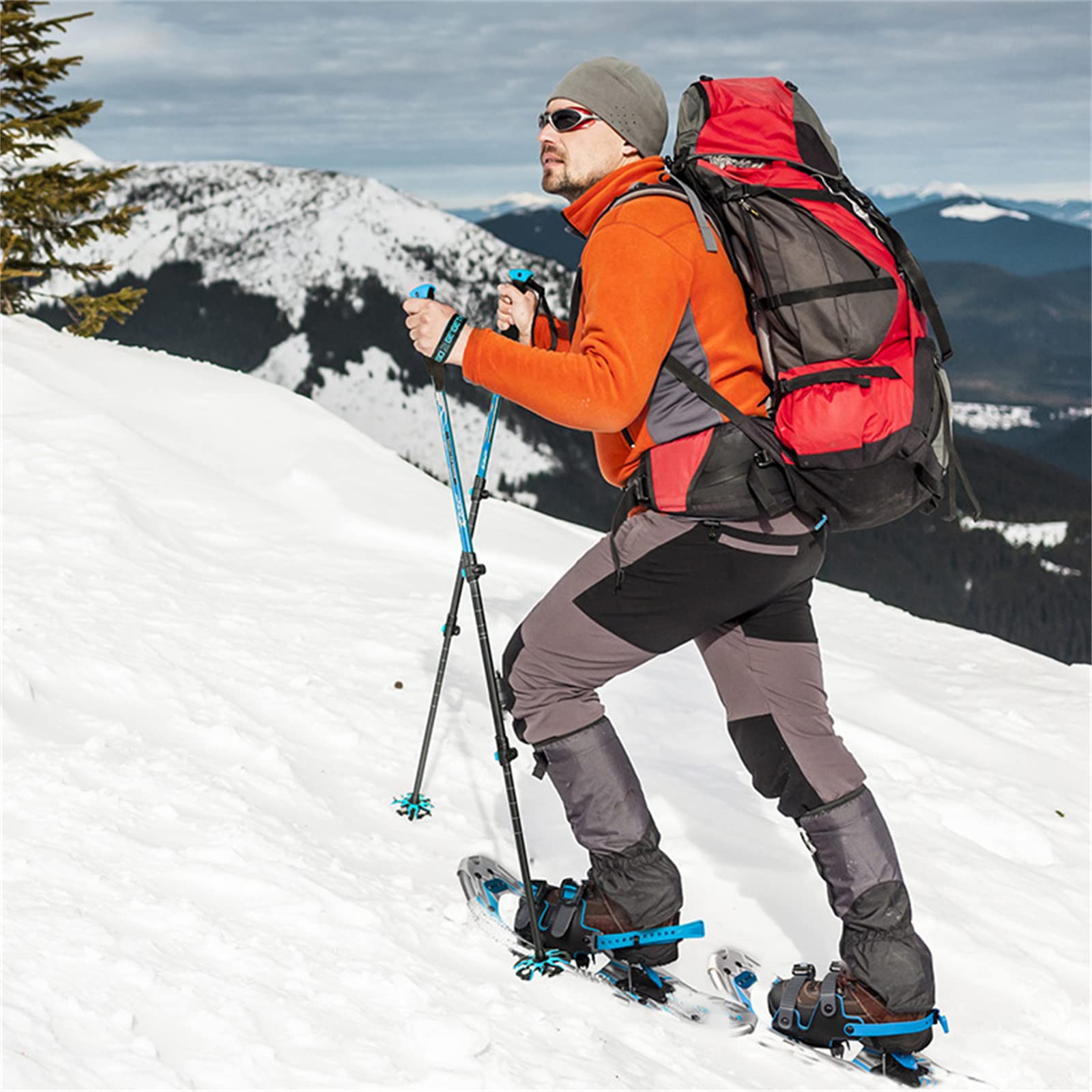 Raquettes À Neige en Aluminium pour Tout Terrain,Fixations Entièrement Réglables,Conception d'ascenseur De Talon,pour Hommes Femmes Jeunes Garçons Filles,avec Sac De Transport,25 inch