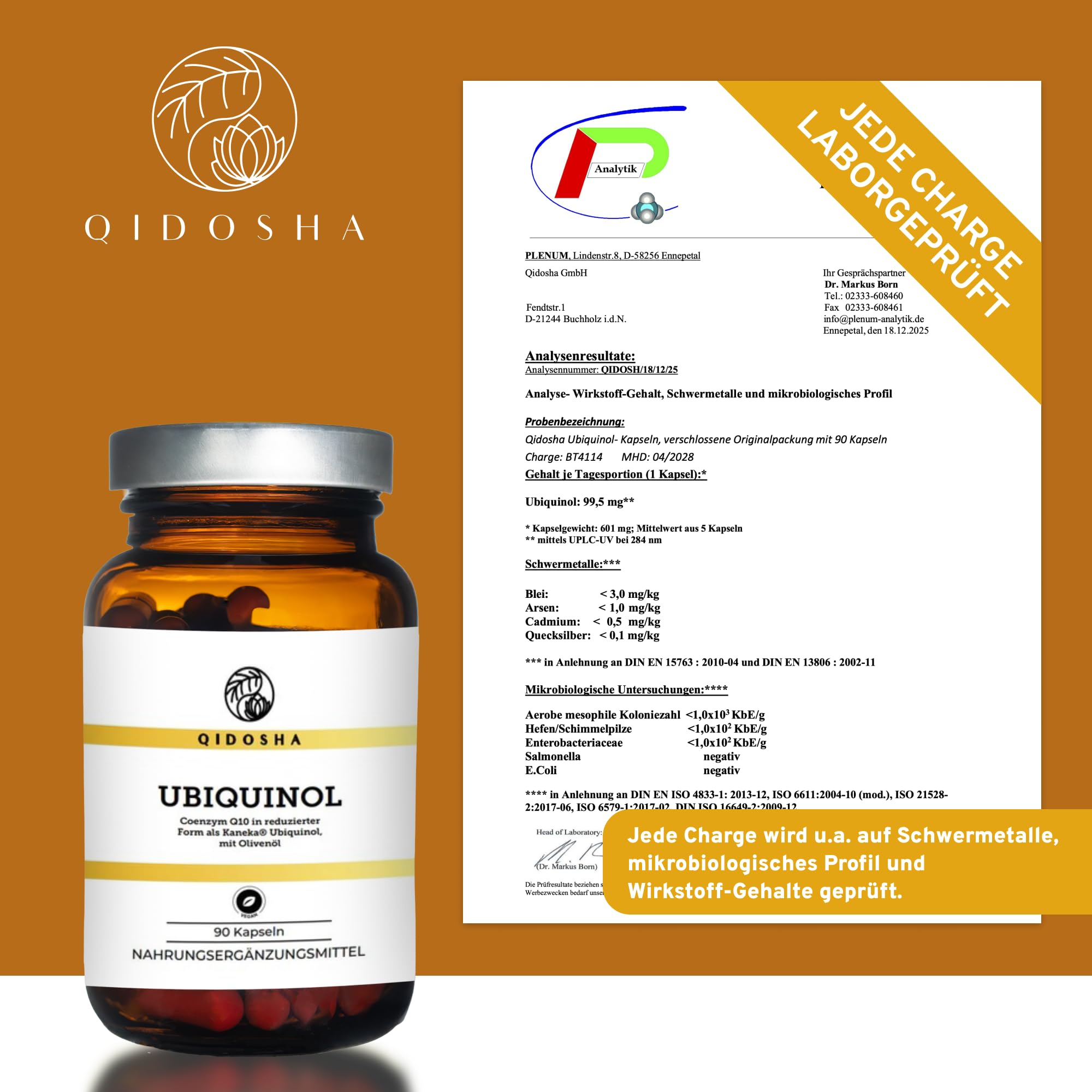 QIDOSHA® Kaneka Ubiquinol, 90 Kapseln, 100mg Ubiquinol je Kapsel, vegane Ubichinol Softgel-Kapseln, Coenzym Q10 flüssig, eingebettet in Olivenöl für optimale Bioverfügbarkeit