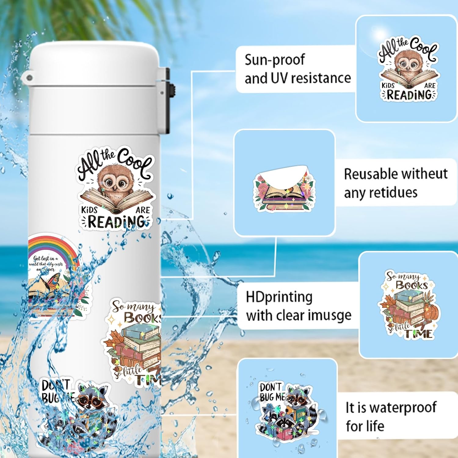 300+ PCS Book Stickers Pack for Kindle Water Bottle Laptop - Waterproof Vinyl Scrapbook Journaling Supplies Cute Bookish Stickers Gift Book Lovers Booktok Accessories (Book Stickers) image 5