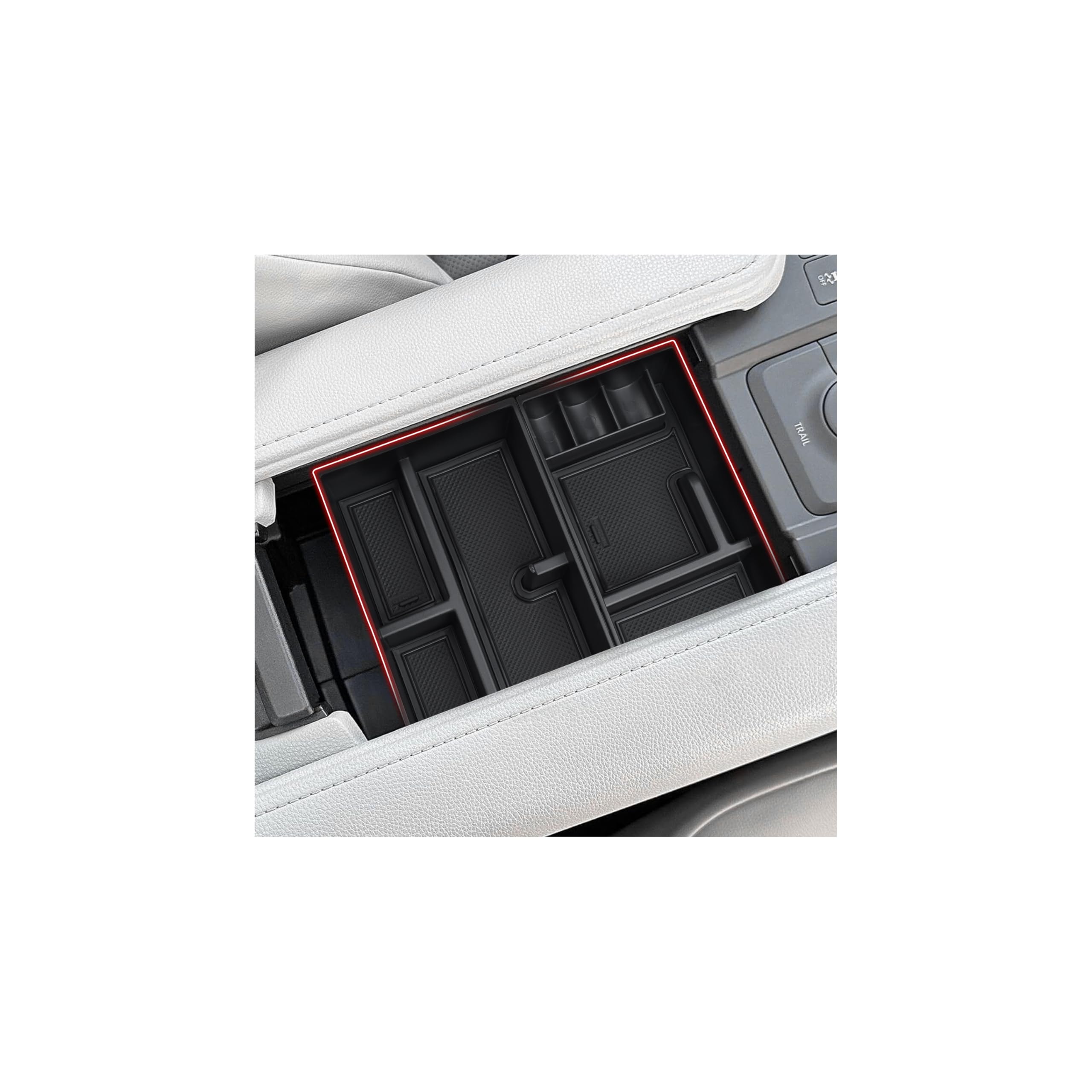 2PCS Center Console Organizer for Toyota Grand Highlander 2024 2025 Accessories Armrest Storage Box Secondary Insert Tray with Anti-Slip Mat