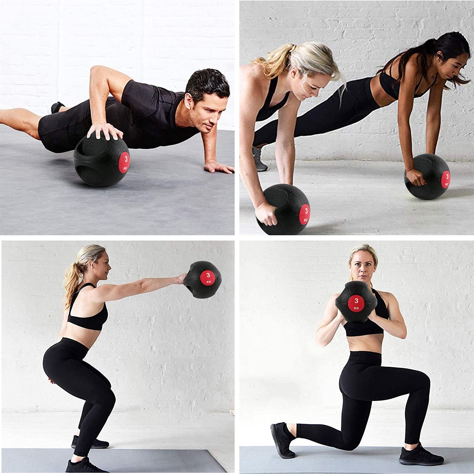 Palla Medica Palla di Medicina di Gomma Doppia Maniglia, Home Palestra Nucleo Forza Fitness Palla Fitness, 3 kg / 4 kg / 5 kg / 6 kg / 7 kg / 8kg / 9 kg / 10 kg (Size : 8kg/17.6lbs)