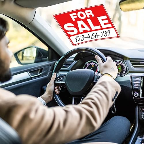 Miniatura 7 de Seajan Señales de venta para vehículos de 9 x 12 pulgadas, letreros de venta de automóviles, casas, ventas de automóviles, impermeables y libres de