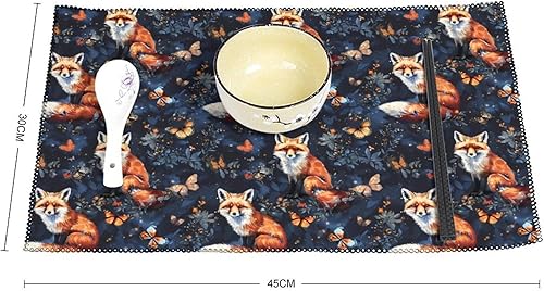 Miniatura 2 de Animal Fox Print Placemats Set of 6 Resistant Table Mats Washable Place Mats for Dinner Party Table Decoration