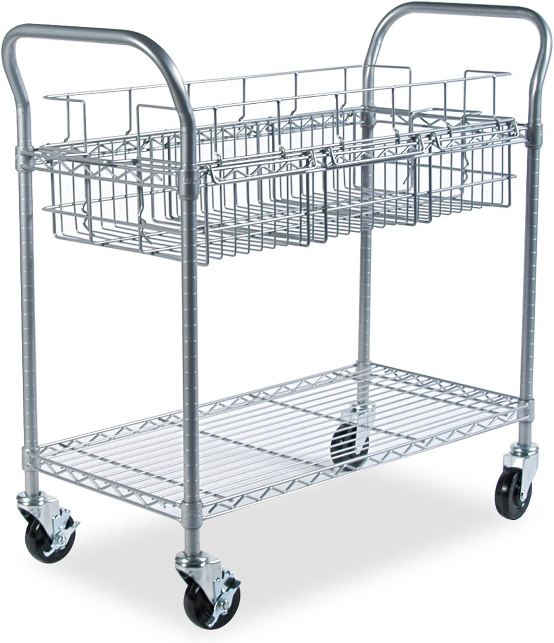 Safco Scoot Mail Cart: Durable Steel Design Holds up to 75 Legal-Sized Folders, Swivel Wheels, Silver Accents and Powder Coat Finish